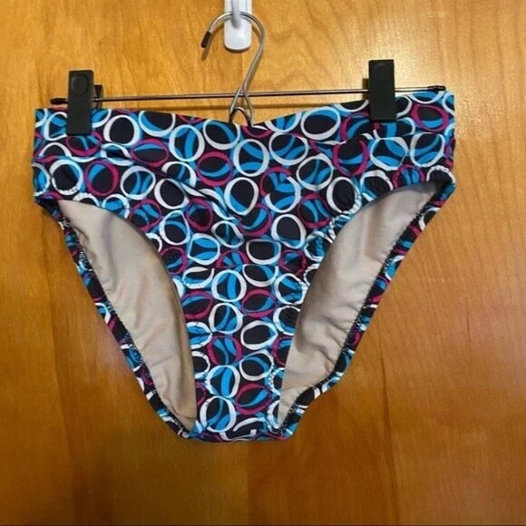 Paola Toscani Swim Bikini Set Blue Pink Circle Print Geometric Boho Resort NWT - Picture 10 of 10